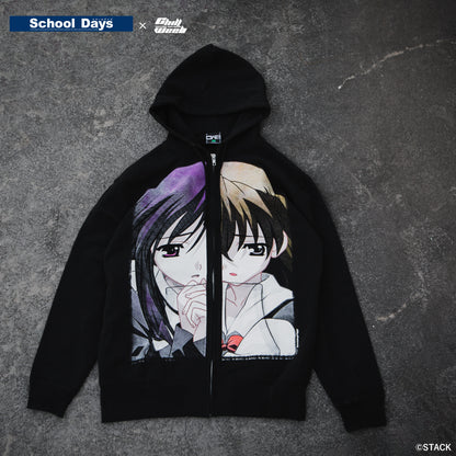 School Days × Chillweeb / Zip-up hoodie “HALF FACES”